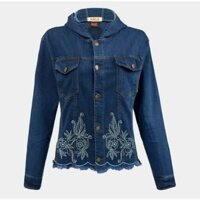Áo khoác Jean nữ thêu đính đá có nón, form co dãn Hale Women Jacket