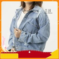 Áo khoác jean nữ thêu hình hoa cúc, áo khoác bò nữ dáng ngắn thời trang AKG26 blue_shop8