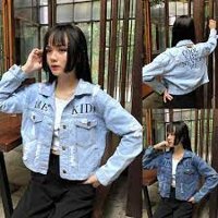 Áo khoác jean nữ Time would heal cao cao cấp form 40-58kg Panda.
