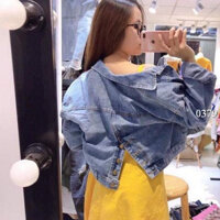 Aó khoác jean nữ xám xanh form dưới 58Kg trơn Basic 2 BB13