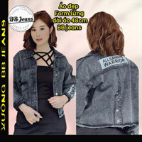 Aó khoác jean nữ xám xanh như hình form dưới 58Kg Warrior xanh BB19