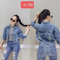Aó khoác jean nữ xám xanh như hình form dưới 58Kg chuột Mickey đậm nhạt BB21