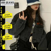 Áo khoác jean nữ xanh - xám kèm túi trong chứa mobile tiện ích form vừa size 40-60kg BB Jeans