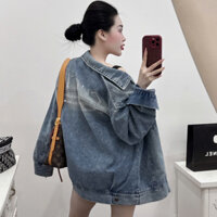 áo khoác jean nữ,áo khoác bò nữ,bò gu chì đính đá xịn sò sang chảnh hot trend cá tính linhbt D23