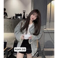 Áo khoác  jean rách form oversize rộng - ảnh thật