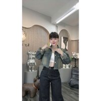 Áo khoác jean rách nữ dáng croptop  (AB01)