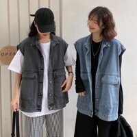 Áo khoác jean sát nách phong cách retro sành điệu năng động cho nữ