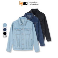 Áo Khoác Jean Unisex Nam Nữ H90 Basic 3 Màu, Áo Khoác Bò Chất Denim Không Co Giãn Form Rộng AKJ01