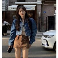 Áo khoác Jean/Denim dáng Croptop vai bồng Hachie