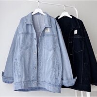 Áo khoác Jeans CHAMPION form rộng màu XANH/ĐEN 🏁 Nam nữ unisex 🖤 Áo khoác bò denim Jaystoree2