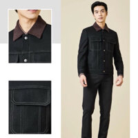 ÁO KHOÁC JEANS DEMIN 2 LỚP PHỐI CỔ NHUNG - VẢI DÀY, THỜI TRANG NAM NỮ. Menswear Jacket Có Cổ Có Túi
