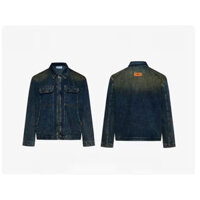 Áo Khoác Jeans Nam Nữ Túi Kiếu Phối Dây Kéo From Rộng Thời Trang Unisex Màu Xanh Đậm Wash