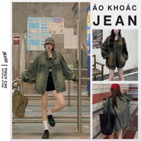 Áo khoác jeans nữ tay dài form rộng  hottrend siêu xinh, Áo khoác denim nữ chất liệu jeans phong cách #09