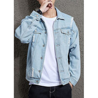 Áo khoác jeans rách nam bò sáng AJ05 - Nam L