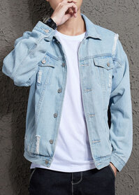 Áo khoác jeans rách nam bò sáng AJ05 - XL