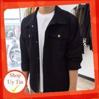 Áo Khoác KAKI đen chống nắng Basic Nam Nữ Khoác KaKi Nam Nữ BTS Đen Trơn Unisex KK011 jean kaki - QSTORE