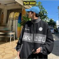 Áo Khoác Kaki in UNSODEL Nam Nữ, Áo Khoác Bomber Kaki Cặp Đôi Form Rộng Unisex Phong cách Hàn Quốc Unisex - Đen - XL