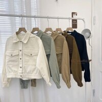 Áo khoác kaki jean lửng coptop bo chung eo túi nắp unisex ulzzang nam nữ