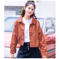 ÁO KHOÁC KAKI JEAN NỮ 4 CÚC SAU LƯNG CROPTOP KAKI SIÊU XINH