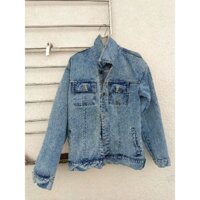 Áo khoác kaki - jean wash bạc phong cách (áo gió chất) có túi trong