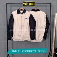 Áo Khoác Kaki kiểu sơ mi thêu B.M.O Nam Nữ Unisex Cao Cấp Áo Khoác Dù KaKi Cặp Đôi 2 Lớp Form Rộng Unisex - Kem Tay Đen