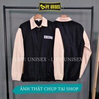 Áo Khoác Kaki kiểu sơ mi thêu B.M.O Nam Nữ Unisex Cao Cấp Áo Khoác Dù KaKi Cặp Đôi 2 Lớp Form Rộng Unisex - Đen Tay Kem