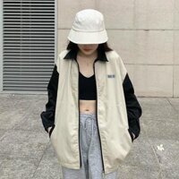 Áo Khoác Kaki Kiểu Sơ Mi Unisex Quốc Dân Chữ BMO Cổ Bẻ Tay Phối Lắp Răng Màu Đen,Kem ,Xám,Xanh - Nam Nữ Cặp Đôi Học Sinh - KEM - L