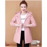 Áo Khoác Kaki Lót Lông Nữ Dáng Dài Dày Ấm Phong Cách Trẻ Trung