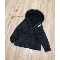 Áo khoác kaki lót lông nữ rút eo lót lông hàng đổ shop màu đen đẹp - Hàng mới về