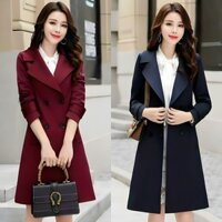 Áo Khoác Kaki Lụa Cổ Vest Cao Cấp Đen & Đỏ 2023 | Mùa Thu Đông Ấm Áp BY4608
