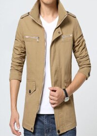 Áo Khoác Kaki Nam 2 Lớp Giả Vest Phối Khóa Ngực Cao Cấp ShopN6 - KK42 Nhiều Màu - Kem - M