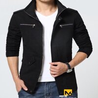 Áo Khoác Kaki Nam 2 Lớp Giả Vest Phối Khóa Ngực Cao Cấp ShopN6 - KK42 Nhiều Màu - Đen - XL