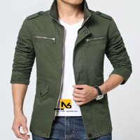 Áo Khoác Kaki Nam 2 Lớp Giả Vest Phối Khóa Ngực Cao Cấp ShopN6 - KK42 Nhiều Màu - Rêu - M