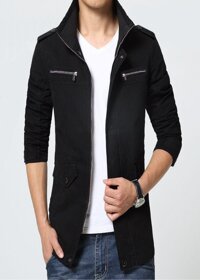 Áo Khoác Kaki Nam 2 Lớp Giả Vest Phối Khóa Ngực Cao Cấp ShopN6 - KK42 Nhiều Màu - Đen - M