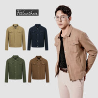 Áo khoác kaki nam cổ bẻ túi hộp dài tay Trucker Jacket Ftt Leather đơn giản, trẻ trung - Mã AK01