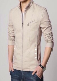 Áo Khoác Kaki Nam Hai Lớp Phối Dây Kéo Ngực Giả Vest Hàn Quốc Cao Cấp KK45 - ShopN6 Nhiều Màu - Kem - M