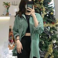 Áo Khoác Kaki Nhung Nữ - Áo Khoác Gió Nhung Tăm 3 Màu Siêu Hot - XANH