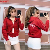 Áo khoác kaki nữ 2 lớp cao cấp màu đỏ in chữ sau lưng TTGR