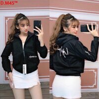 Áo khoác kaki nữ 2 lớp cao cấp un chữ sau lưng màu đen TTGR