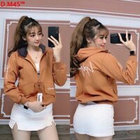 Áo khoác kaki nữ 2 lớp cao cấp màu cam in chữ sau lưng TTGR
