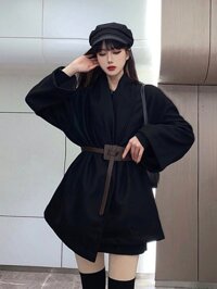 ÁO KHOÁC KAKI NỮ 2 LỚP DÁNG DÀI KÈM ĐAI PHONG CÁCH HÀN QUỐC