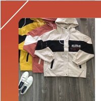 Áo khoác kaki nữ có mũ in chữ PELOTB-01 KK01 -tuivi