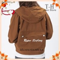 Áo khoác kaki nữ có mũ phối chữ Restro Styling, áo khoác nữ nhiều màu thời trang năng động AKG1 flystore01