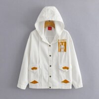 Áo khoác kaki nữ có mũ túi hộp chống nắng  thêu họa tiết