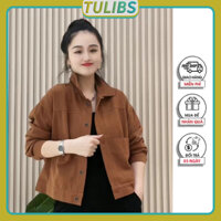 Áo khoác kaki nữ croptop lửng ngắn hàn quốc cao cấp tay dài phong cách trẻ trung Tulibs - Hàng mới về