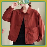 Áo khoác kaki nữ form lửng ngắn croptop phong cách Hàn quốc, có túi trong tiện lợi - Tulibs