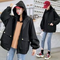 ÁO KHOÁC KAKI NỮ TÚI HỘP lót dù form rộng măc đi học đi chơi khoác ngoài Kyt_Fashion