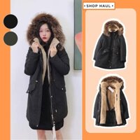 Áo khoác kaki parka nữ lót lông xuất xịn Za mẫu 2021 dáng dài có mũ tháo lắp  Shop Haul - AP-G01