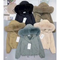 Áo khoác kaki trần lông nữ hàng QC mới nhất 2023 packa lót lông QC vải nhăn mềm đẹp, áo dáng ngắn mặc siêu xinh