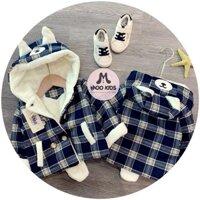 Áo khoác kẻ caro tai gấu cho bé